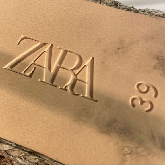 Zara Tan Braided Crochet Open Toe Stiletto Heel Zip Ankle Bootie Sz 39 US 8 - Picture 11 of 12